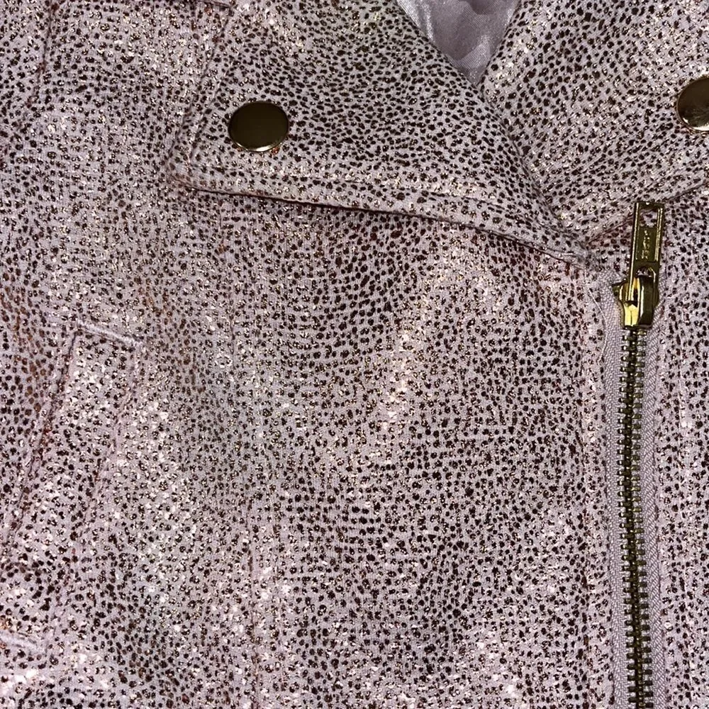 Genuine Kids by Oshkosh pink sparkly metallic jacket w/ pockets, zip closure.